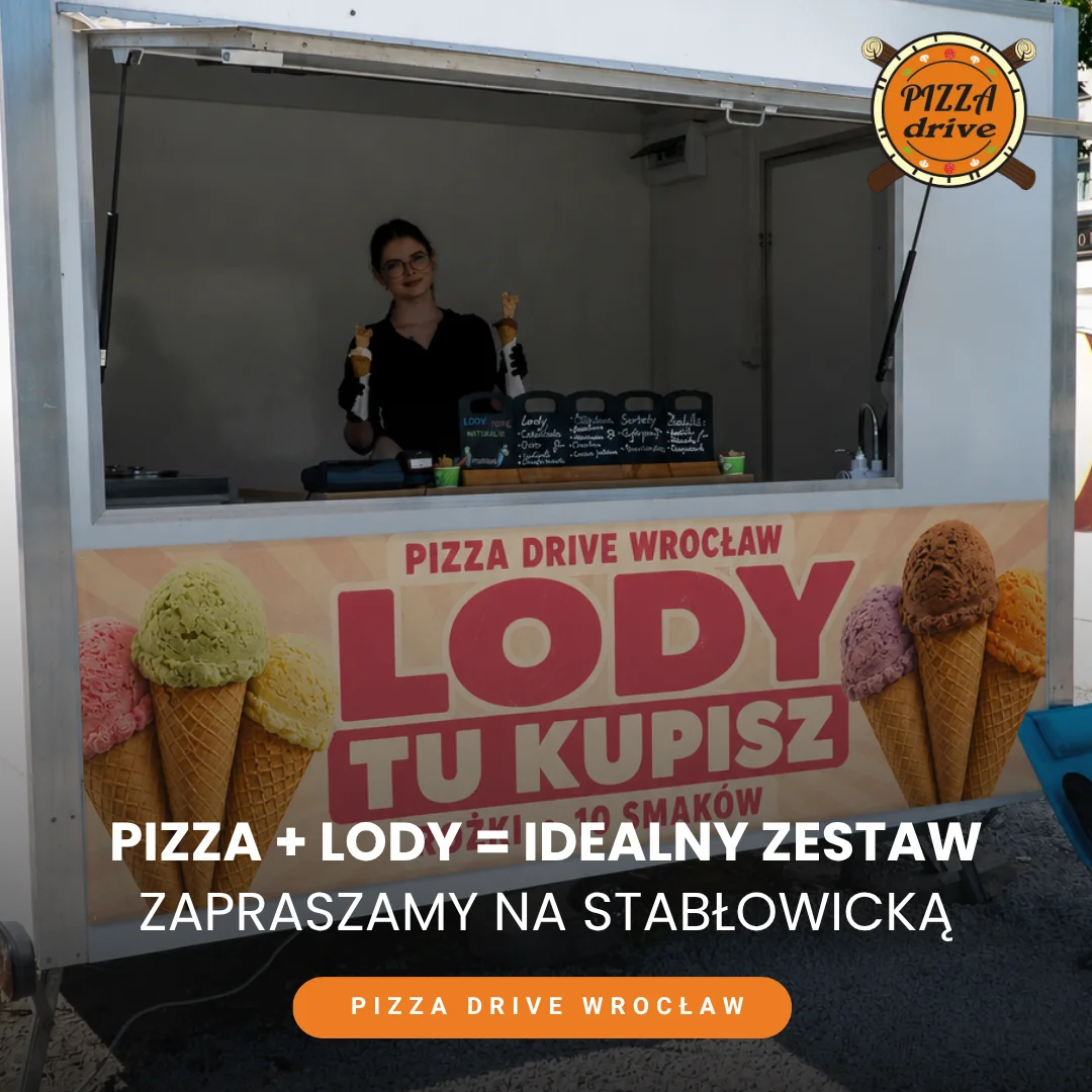 izza Drive przy ul. Stabłowickiej 118 we Wrocławiu działa budka z lodami.